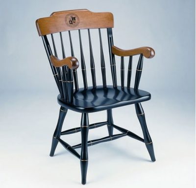 a wooden captains chair