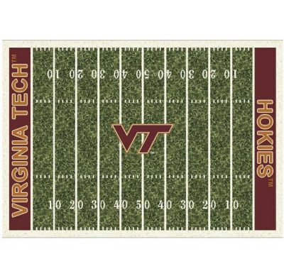 a rug in the shape of a football field