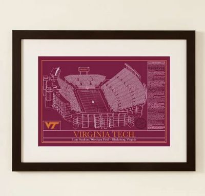 a framed schematic of Lane Stadium