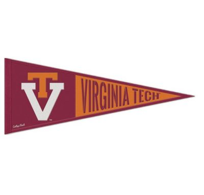 a maroon and orange pennant