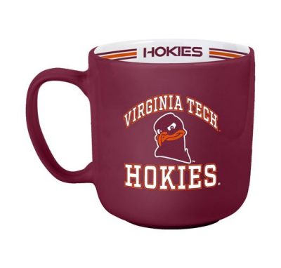a maroon mug
