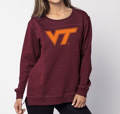 a maroon sweater