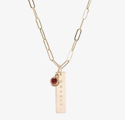 a gold necklace