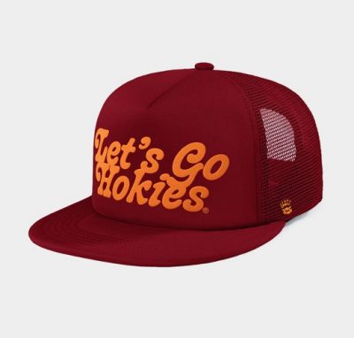 a maroon trucker hat
