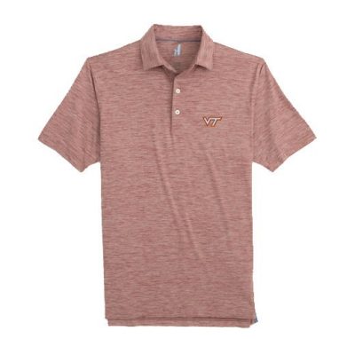 a maroon polo shirt