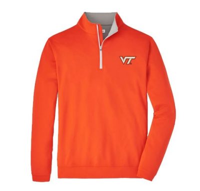 an orange sweater
