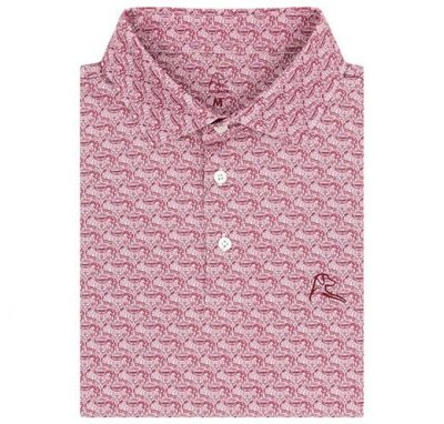 a patterned polo shirt