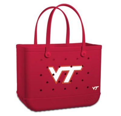 a maroon tote bag