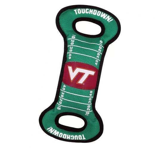 a dog toy shaped like a football field