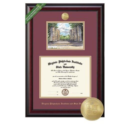 a Virginia Tech diploma frame