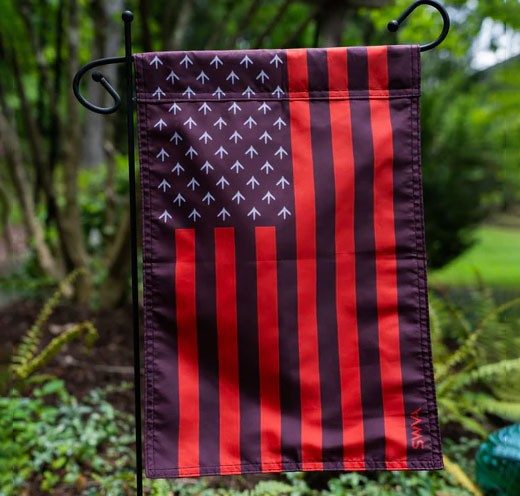 an aAmerican-flag styled garden flag