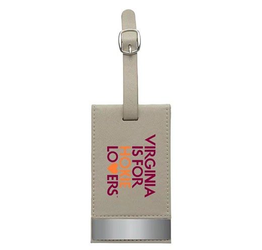 a faux leather luggage tag