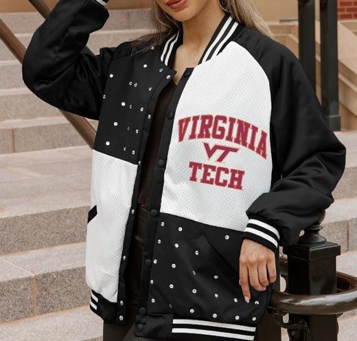 a black and white bomber jacket