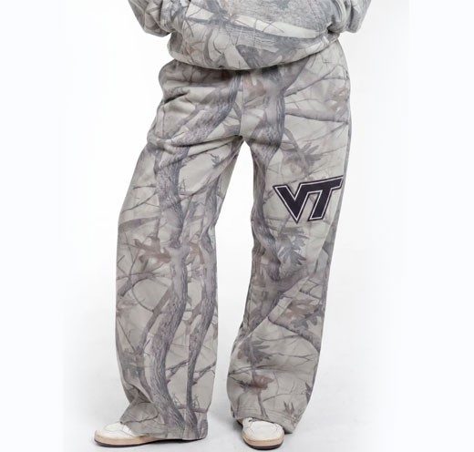 a pair of camo sweatpants