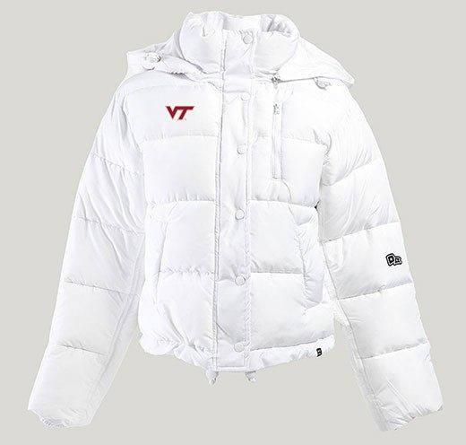 a white puffer jacket