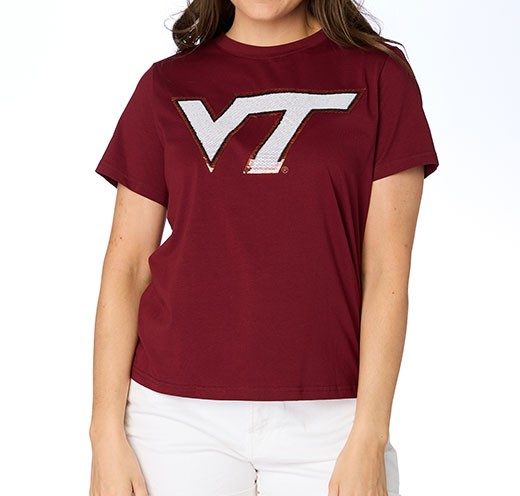 a maroon vt tee shirt