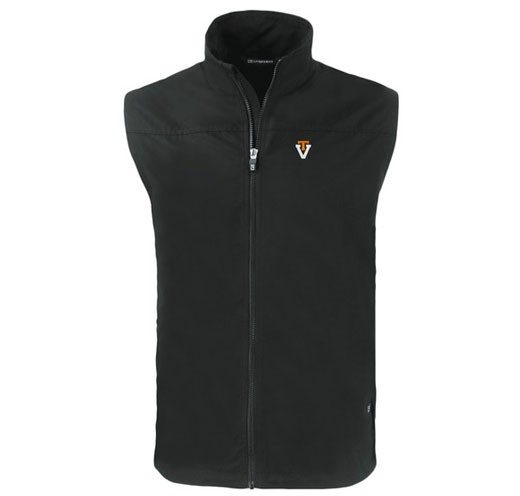 a black fleece vest