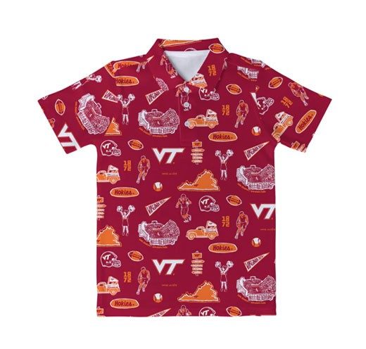 a red polo shirt